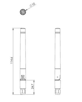 2,2dBI 2600Mhz SMA-RP Black Male Connector