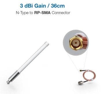 3dBi Fiberglass, N-Type to RP-SMA, 860 MHz-930 MHz Antenna