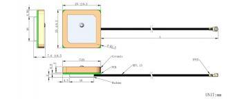 4 cm Cable - GNSS Active Antenna, Ipex/f con. Sticky Mounting