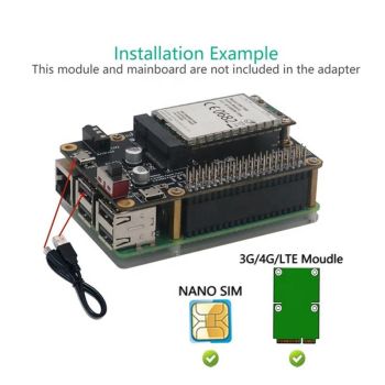 Mini PCIe Wireless Module Adapter Card for Raspberry Pi (LTE BASE HAT)