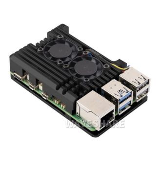 Aluminium Alloy Case for Raspberry Pi 5, Dual Cooling Fans