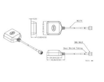 GPS Antenna, 3m Cable, SMA/m con.