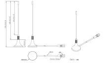 GSM Whip Antenna, 2db, 3m Cable, SMA/Male, 223mm rod - Thumbnail