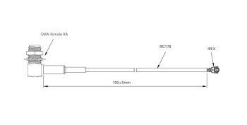 IPEX/f+10 cm Cable+SMA/f Right Angle , RG178 cable