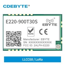 LoRa Wireless module,SMD, 868/915MHz.30dbm. 10km. LLCC68. - Thumbnail