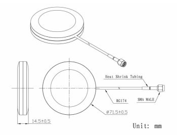 LTE Antenna, RG174/1M,2 dBi, SMA male/ Magnetic