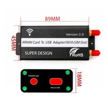 Mini PCI-E Wireless Adapter to USB 2.0 Riser Card with SIM Slot + Case - Thumbnail