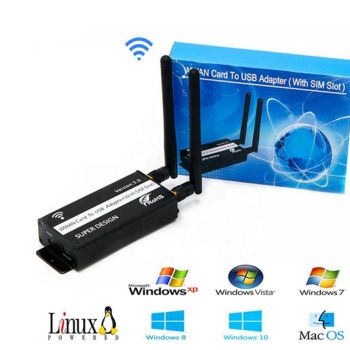 Mini PCI-E Wireless Adapter to USB 2.0 Riser Card with SIM Slot + Case