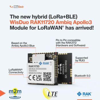 RAK11720 Ambiq Apollo3 SX1262 LoRa Bluetooth Module for LoRaWAN