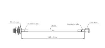 SMA/m , 1Meter, RG58 Cable , SMA/f Bulkhead