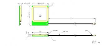 GPS Antenna / 12 cm cable - Ipex/f ( Bulkhead) con.