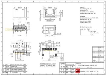 USB TYPE C FEMALE CONN. 6PIN, SMD