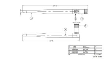 WIFI Antenna / RP SMA-m/ 5dBi