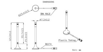 Wifi Antenna with SMA/m , 3m Cable